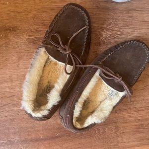 Ugh brown slippers with rubber soles